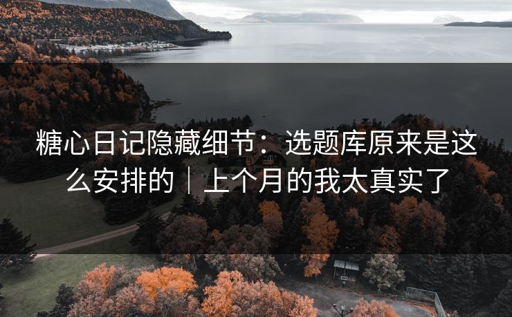 糖心日记隐藏细节：选题库原来是这么安排的｜上个月的我太真实了