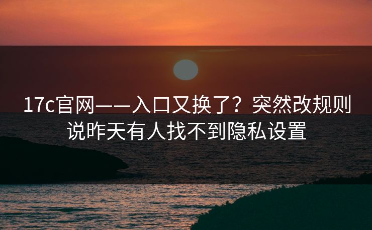 17c官网——入口又换了？突然改规则说昨天有人找不到隐私设置